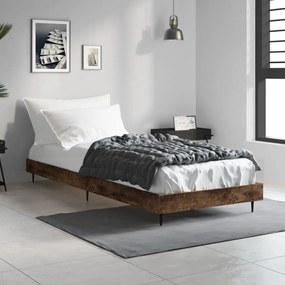 vidaXL Cadru pat fără saltea, stejar fumuriu 75x190 cm lemn prelucrat