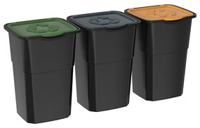 Coș pentru selectare deșeuri Eco 3 Master 50 l BLACK, 3 buc