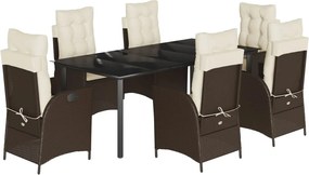 vidaXL Set mobilier de grădină cu perne, 7 piese, maro, poliratan