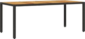 vidaXL Masă grădină, blat din lemn acacia negru 190x90x75 cm poliratan