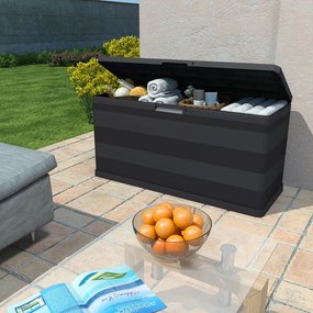 43708 vidaXL Ladă de depozitare pentru grădină, negru, 117 x 45 x 56 cm