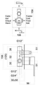 Baterie negru-mat pentru duș încastrată (2 ieșiri) Latus – Sapho