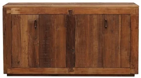 Bufet din lemn reciclat și metal, 4 uși, aspect rustic, Rochehau