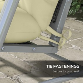 Outsunny Set 4 Piese Perne de Grădină cu Șnururi de Fixare, Perne pentru Ședere și Spate cu Umplutură Groasă, pentru Balansoar de Grădină, Crem | Aosom Romania