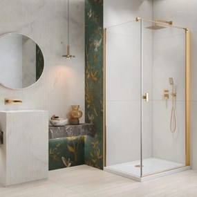 Cabina de dus dreptunghiulara cu usa batanta Radaway Nes KDJ I 80x70 cm finisaj auriu lucios-transparent dreapta