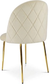 Scaun bucatarie INCA VELVET din catifea cu picioare aurii, crem