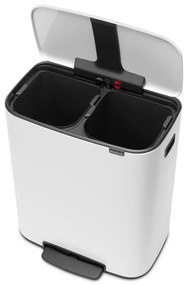 Coș de gunoi alb de reciclat/cu pedală din oțel 60 l Bo – Brabantia