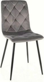 Scaun tapitat JERRY, gri/negru, stofa catifelata/metal, 45x39x91 cm