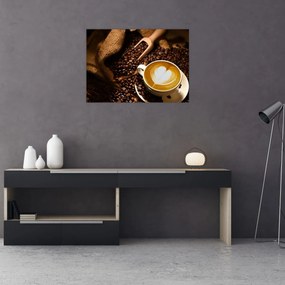 Tablou pe sticlă - O ceașcă de cafea (70x50 cm)