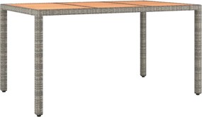 vidaXL Masă grădină blat din lemn, gri, poliratan/ lemn masiv acacia