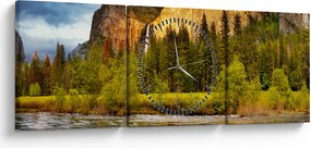 Tablou - Stânci lăngă lac (cu ceas) (90x30 cm)