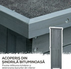 Outsunny Dulap de grădină pentru unelte din lemn, 2 rafturi, acoperiș bituminos, uși cu obloane, 87 x 47 x 160 cm, gri | Aosom Romania