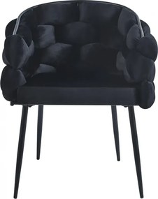 RESIGILAT- Scaun dining, tapiterie catifea, cadru metalic negru, Negru