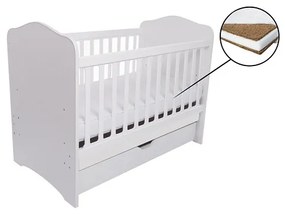 Patut VESSANTI Como cu sertar - Alb + Saltea Cocos 7 cm