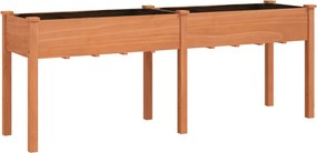 vidaXL Jardinieră cu căptușeală, maro, 203x53x76 cm, lemn masiv brad