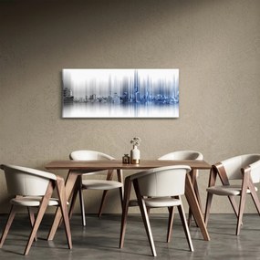 Tablou - Panorama orașului, albastru-gri (120x50 cm)