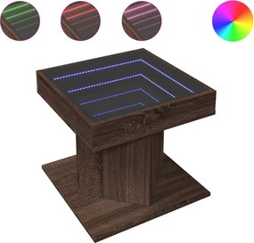 vidaXL Măsuță de cafea cu LED stejar maro 50x50x45 cm lemn prelucrat