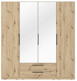 Dulap MARO cu oglindă, 200 x 213 cm, finisaj stejar artisan