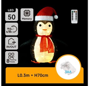 Aigostar - Decorațiune LED de Crăciun pentru exterior 50xLED/3xAA 0,7m IP44 pinguin