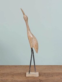 Decoratiune in forma de pasare, din lemn reciclat, H82 Wooden Bird