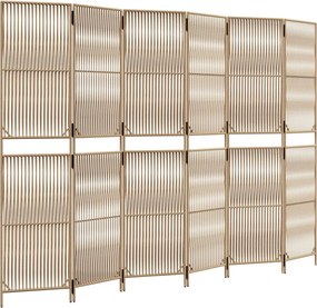 vidaXL Separator de cameră cu 6 panouri, bej, poliratan