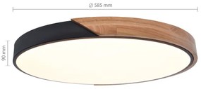 Brilagi - Corp de iluminat LED reglabil PILANA LED/60W/230V stejar/negru Ø 60 cm + telecomandă