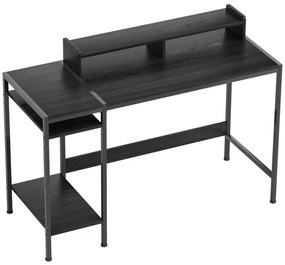 HOMCOM Birou PC cu Rafturi Reversibile, Suport pentru Monitor și 2 Rafturi Reglabile, 120x48x85,5 cm, Negru | Aosom Romania