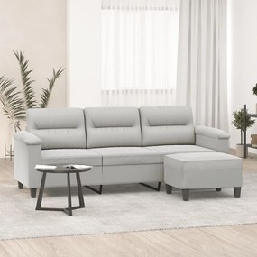 vidaXL Canapea cu 3 locuri și taburet, gri închis, 180 cm, microfibră
