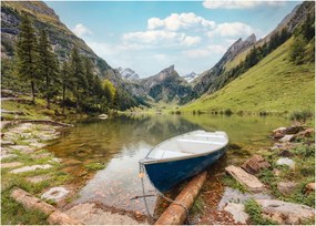 Tablou pe sticlă - Seealpsee, lac din Elveția (70x50 cm)