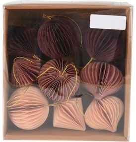 Set de ornamente din hârtie Ornaments roz, 6 cm, 9buc