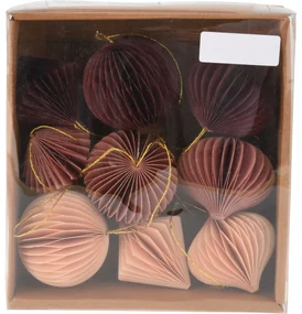 Set de ornamente din hârtie Ornaments roz, 6 cm, 9buc