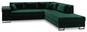 Colțar extensibil din catifea cu extensie pe partea dreaptă Cosmopolitan Design York, verde