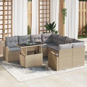 vidaXL Set de canapele pentru grădină 9 pcs Bej 100 x 55 x 73 cm