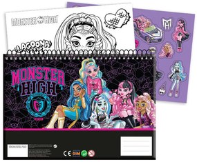 Monster High Crew Caiet de schițe spiralat A/4 cu 40 de pagini și autocolante