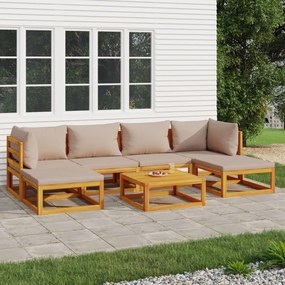3155266 vidaXL Set mobilier de grădină cu perne gri taupe, 7 piese, lemn masiv