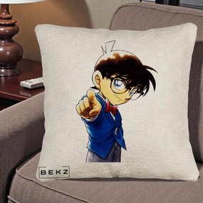 Perna Personalizata Detective Conan Conan Arata, 40x40 cm, Bej Canapea, Husa Detasabila, Perna Inclusa, BEKZ®