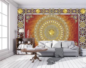 Fototapet - Mandala aurie și roșie (152,5x104 cm)