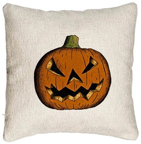 Perna Decorativa Canapea cu motiv Dovleac de Halloween 2, 40x40 cm, Cu fermoar