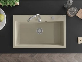 Mexen Elix chiuvetă de bucătărie din granit cu 1 compartiment 800 x 500 mm, bej, sifon cromat - 6527801005-69