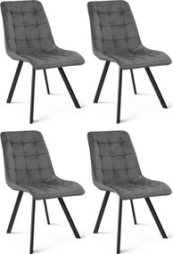 Set 4 Scaune Bucatarie/Dining Spirit Plus Catifea Gri Inchis