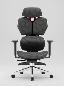 PORTO E04 Pro Executive – Scaun Ergonomic cu Suport Lombar Ajustabil, Tetieră Reglabilă, Cotiere 3D, Șezut Extensibil, Înclinare 135°, Suport pentru Picioare și Bază Metalică, Mesh, Negru