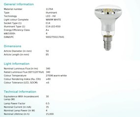 Bec E14-LED-R50 4W 340lm 2700k, dimabil 11764 EL