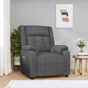 vidaXL Fotoliu de masaj electric rabatabil, gri închis, textil