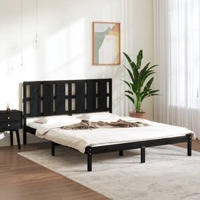 3105614 vidaXL Cadru de pat, negru, 160x200 cm, lemn masiv de pin