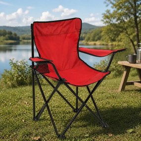 Scaun Pliabil cu Cotiere și Suport,  Pentru Camping sau Grădină