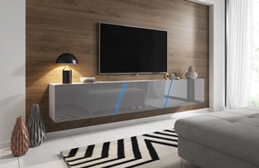 Masă TV/Dulap Savanna 240 (alb mat + gri lucios) (cu iluminat). 1000639