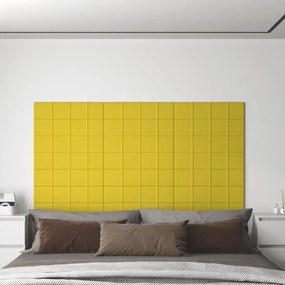 Panouri de perete, 12 buc., galben, 60x15 cm, textil, 1,08 m   12, Galben, 60 x 15 cm