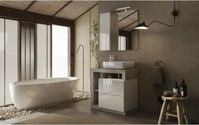 Set dulap baza pe pardoseala si lavoar LC Mobili Italia Hamburg 79 cm finisaj alb/gri beton