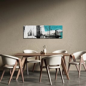Tablou - Abstract turcoaz (cu ceas) (90x30 cm)