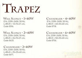 Aplica de perete rustica fabricata manual din lemn Trapez WOOD-TR-AP2